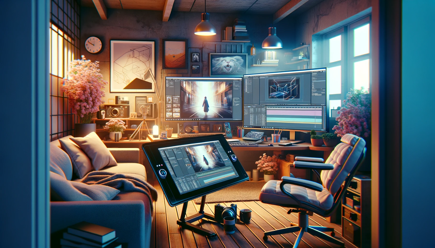 a cozy home setting transformed into an advanced personal animation studio.
