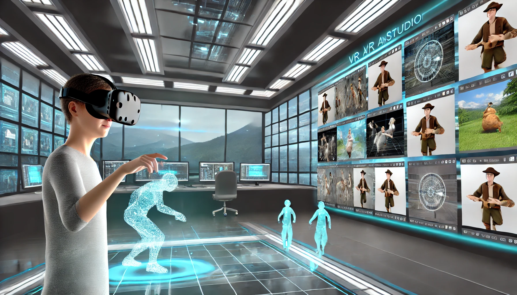 a futuristic VR animation studio.